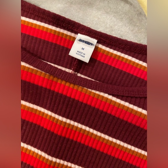 NWT Old Navy Size M Purple Red Stripe Stretch Cotton Ribbed Knit Mini Dress - Picture 11 of 11